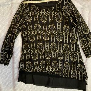 Caleassa Black Tunic Blouse Shirt Women’s XL